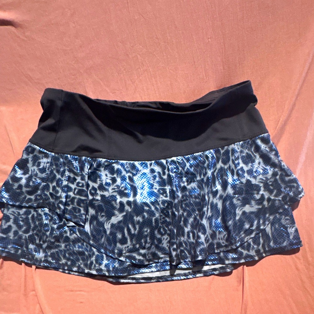 Lucky in Love Womens Animal Print Tennis Golf Skort Blue Black Gray M